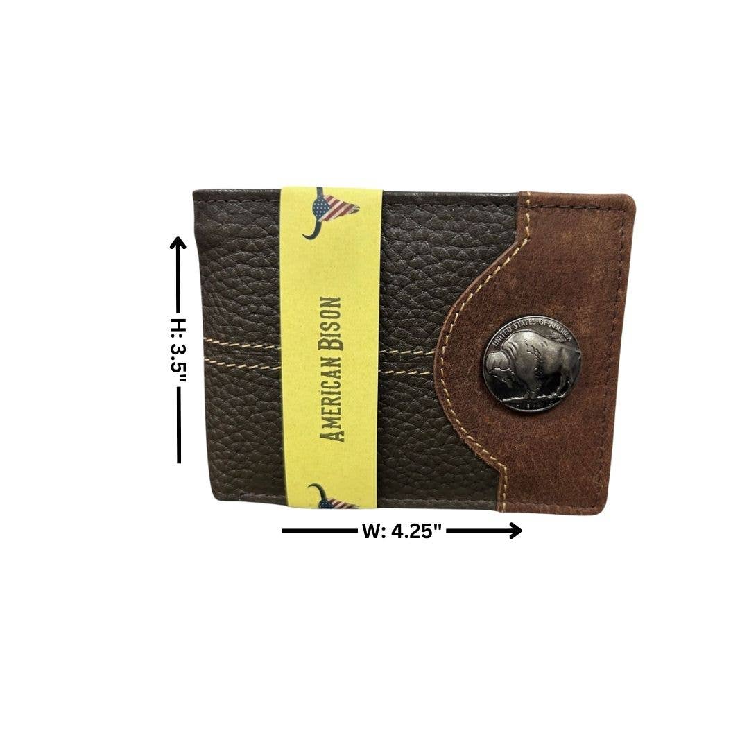 Mixed Media Two Tone Bifold Rodeo Wallet w/ Medallion AB1916