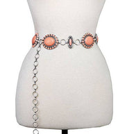 Oval Concho Belt with Faux Stone