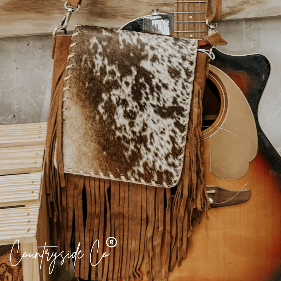 Bessie Cowhide Suede Fringe Crossbody