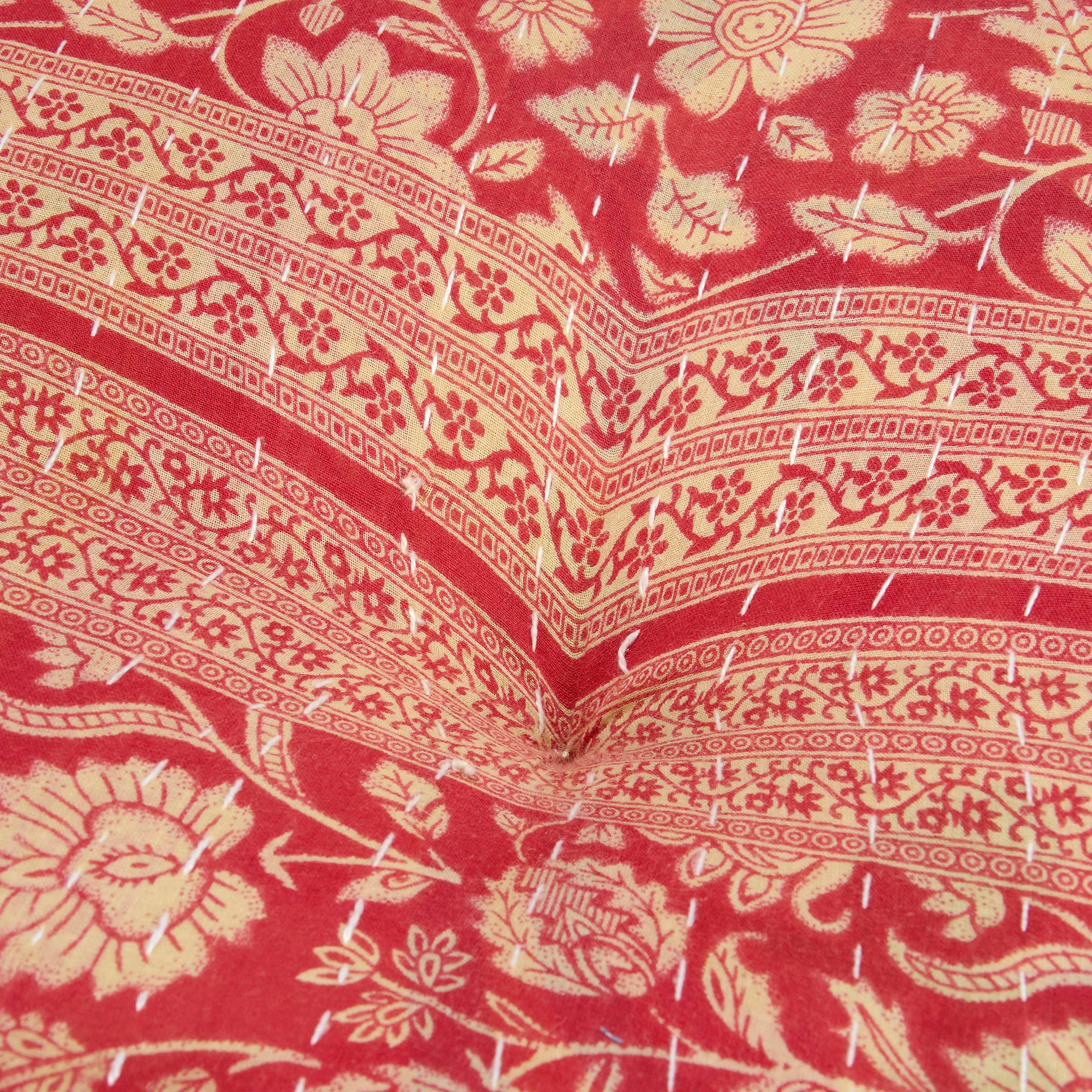 Round Kantha Floor Pillow