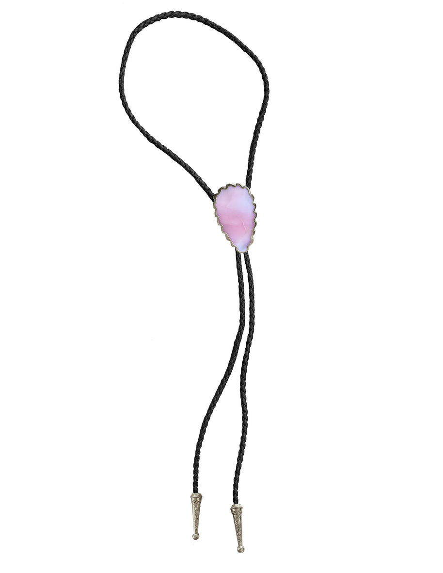 Gemstone Bolo Tie - Pink Opal