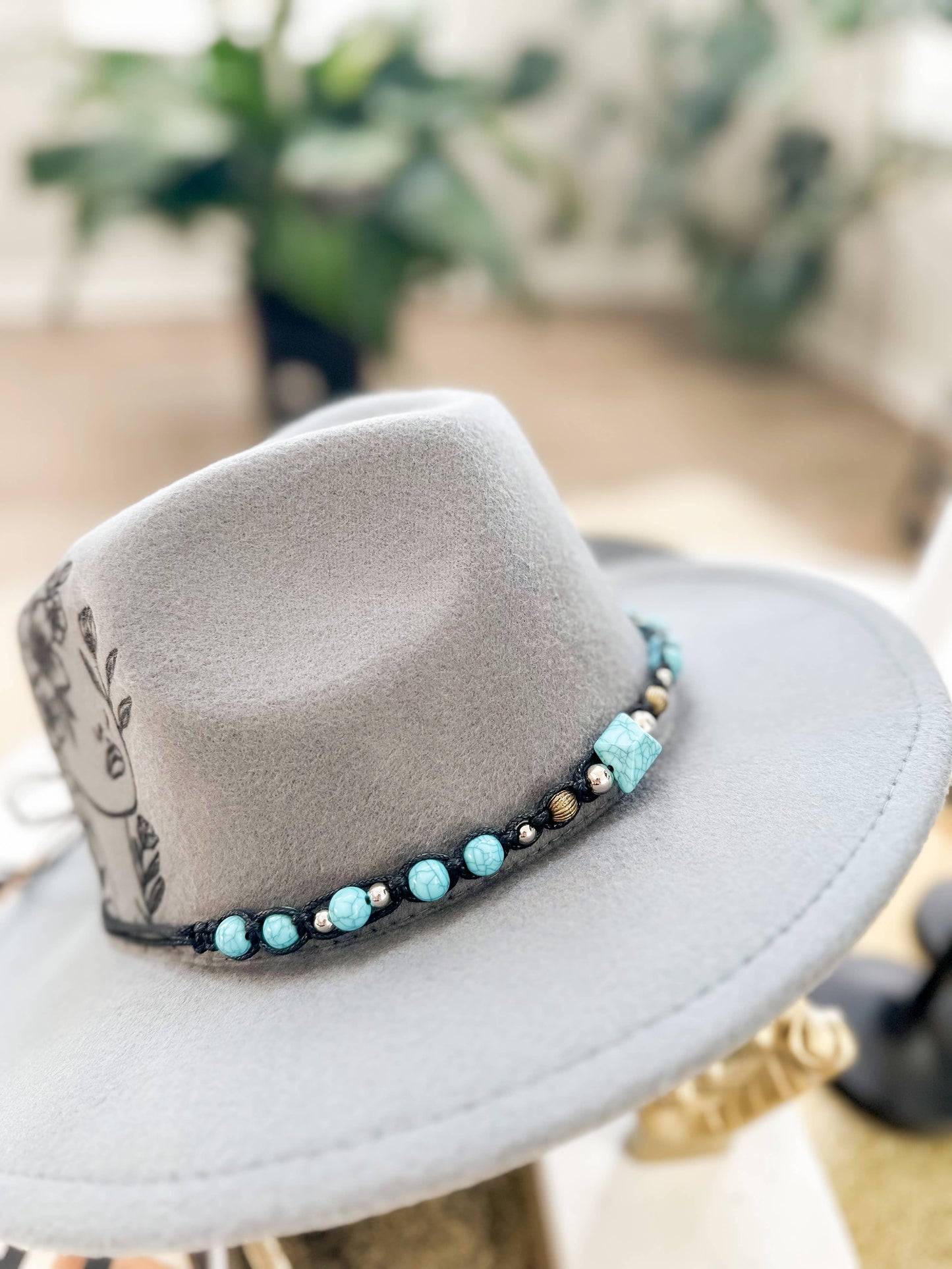 Turquoise Beaded Hat Band