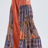 Mineral Washed Tiered Plaid Wide Flare pants HP6675