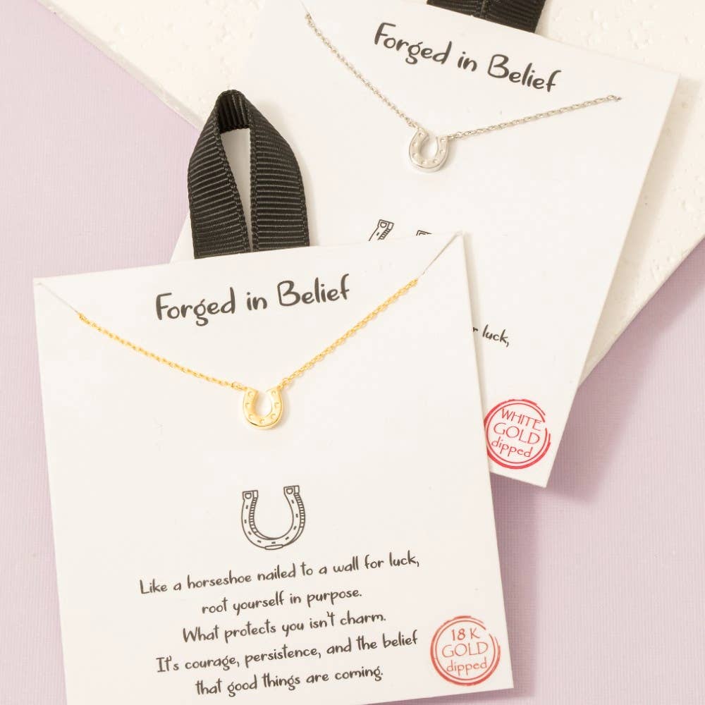 Gold Dipped Western Horse Shoe Pendant Necklace