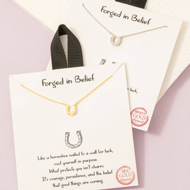 Gold Dipped Western Horse Shoe Pendant Necklace