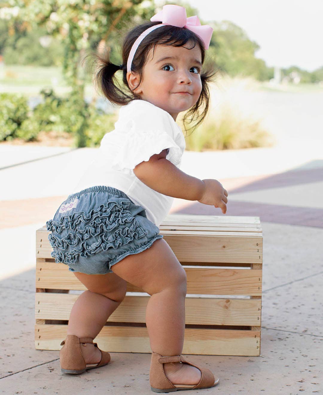 Light Denim RuffleButt Bloomer