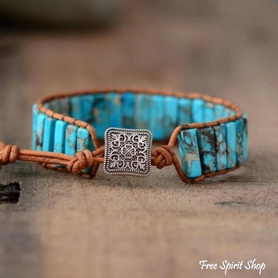 Turquoise Jasper Stone Tube Bracelet