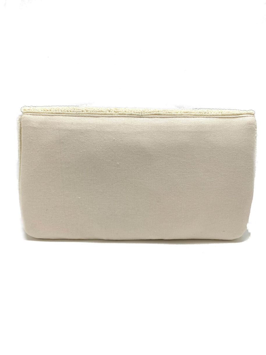 Cream Envelope Beaded Clutch