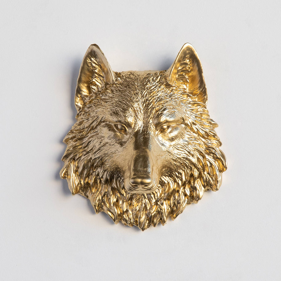 Mini Wolf Head Wall Mount, Bronze