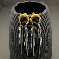 18K GP Chain fringe S. Steel Moon Earrings