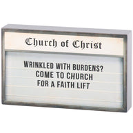 Wrinkled With Burdens Block Sign