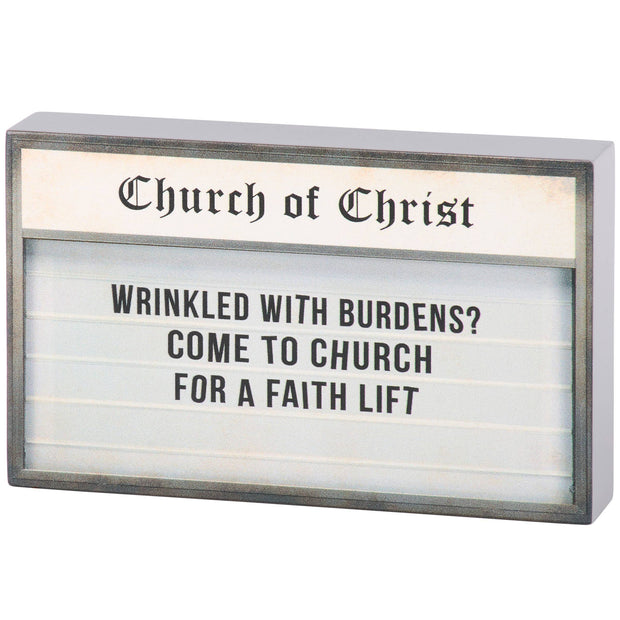 Wrinkled With Burdens Block Sign