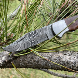 POCKET KNIFE WALNUT WOOD & STAG 6.5'' DAMASCUS STEEL TF-019
