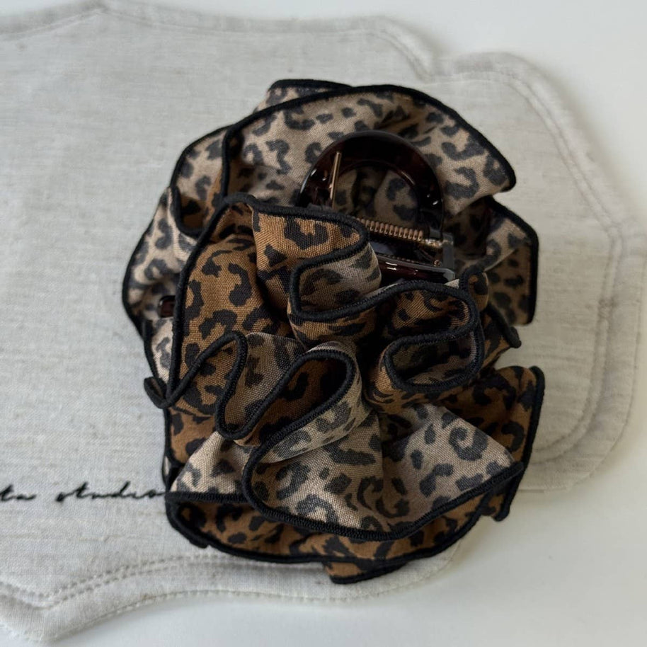 Leopard Bow Flower Claw Clip
