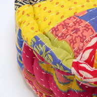 Round Kantha Floor Pillow