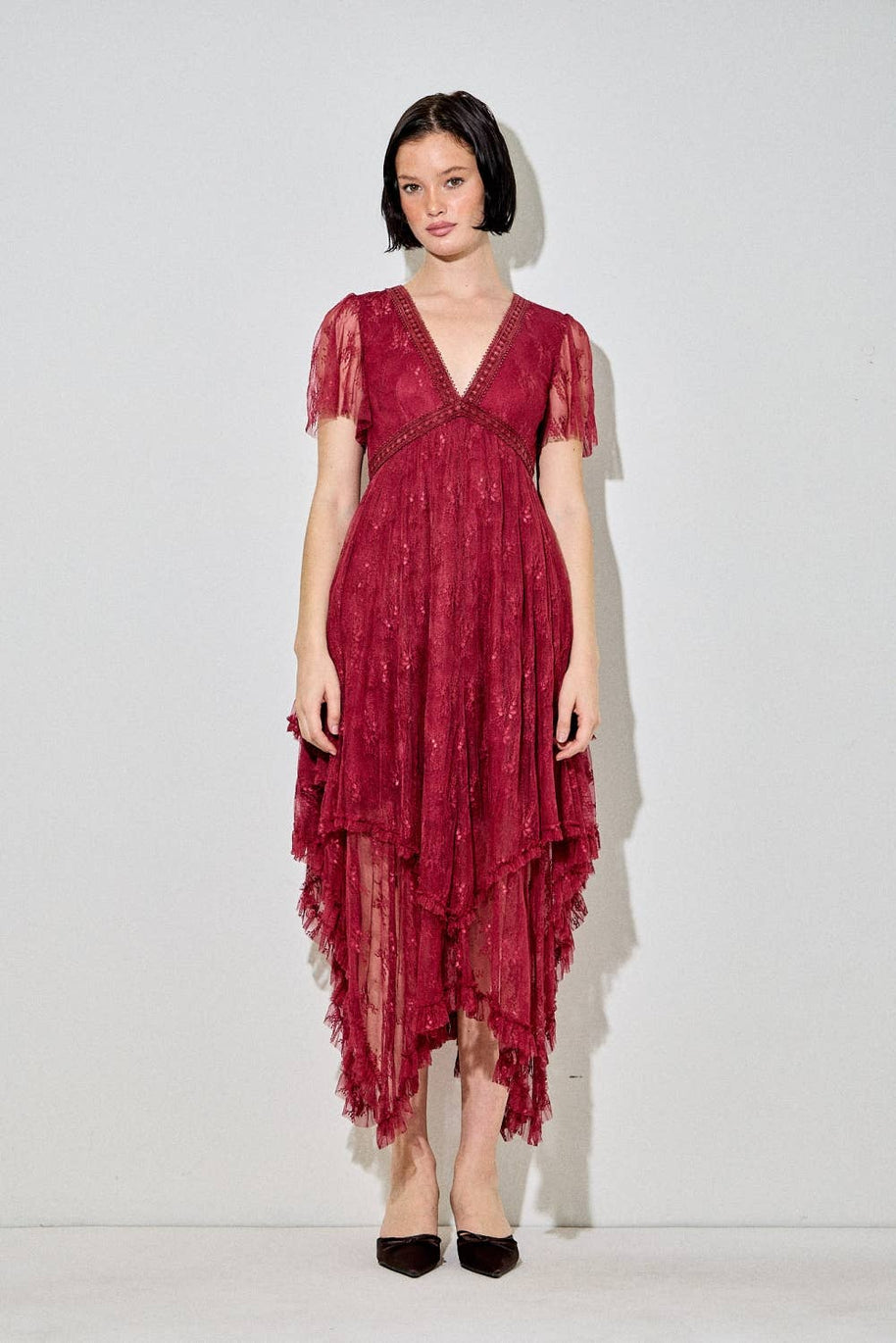 Embellished Lace Hem Dress