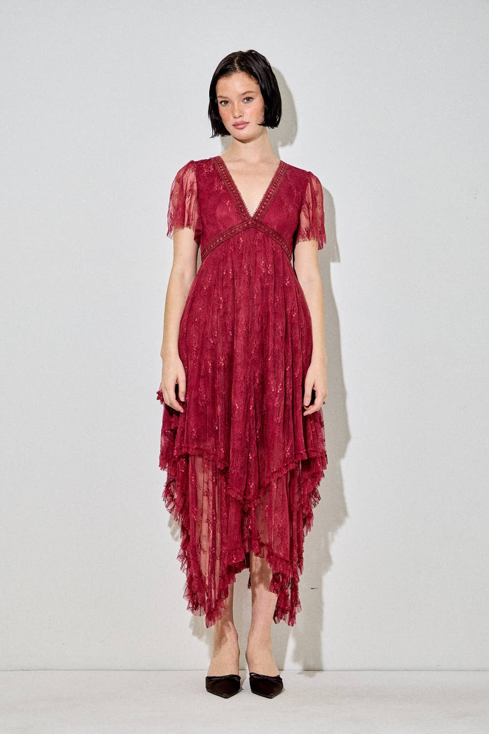 Embellished Lace Hem Dress