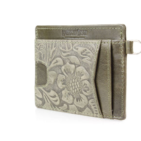 Small ID Wristlet Floral Filigree Leather
