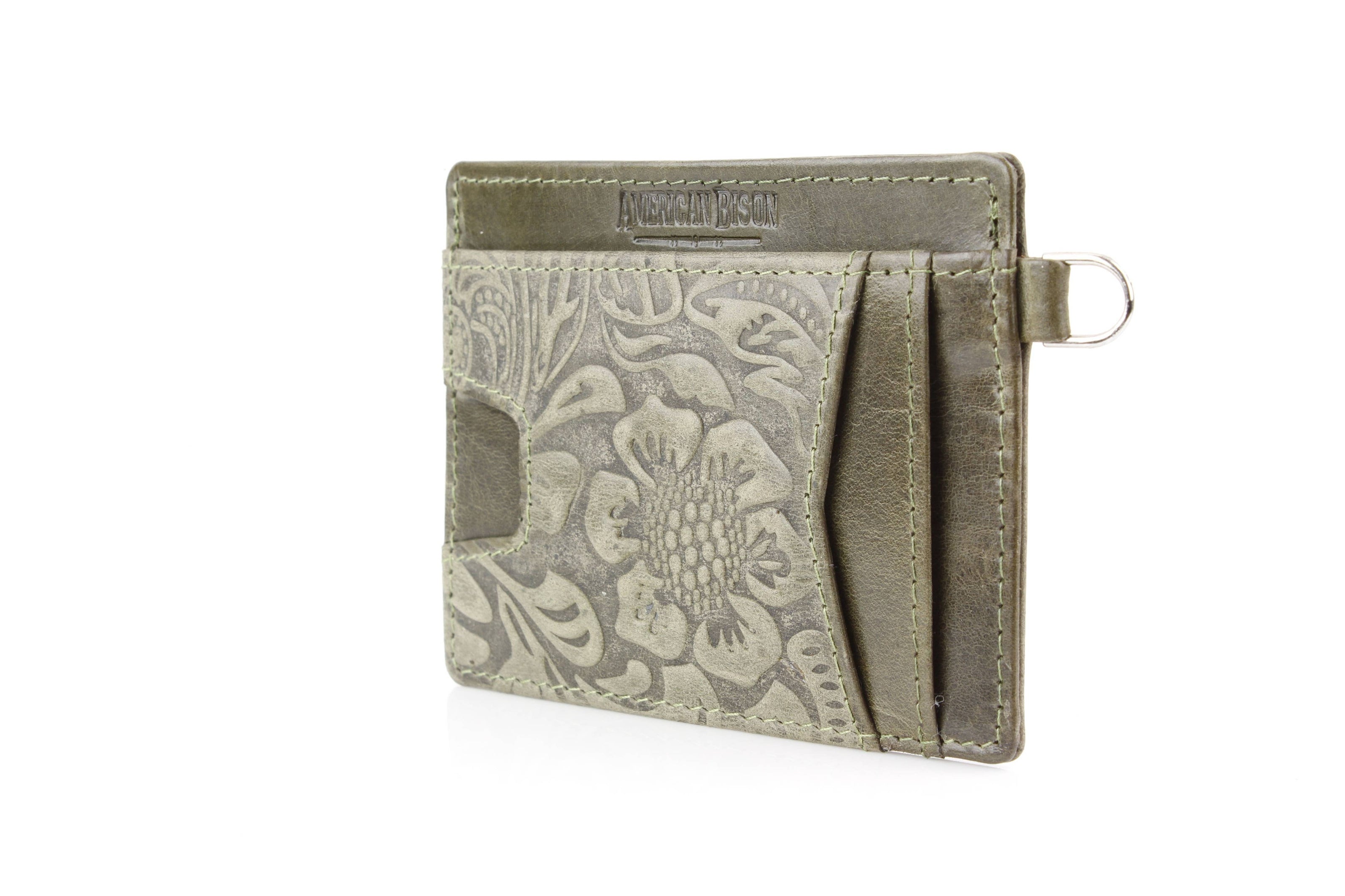 Small ID Wristlet Floral Filigree Leather