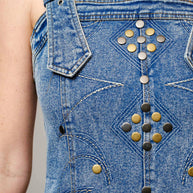 Denim Buckle Dress, Med Wash