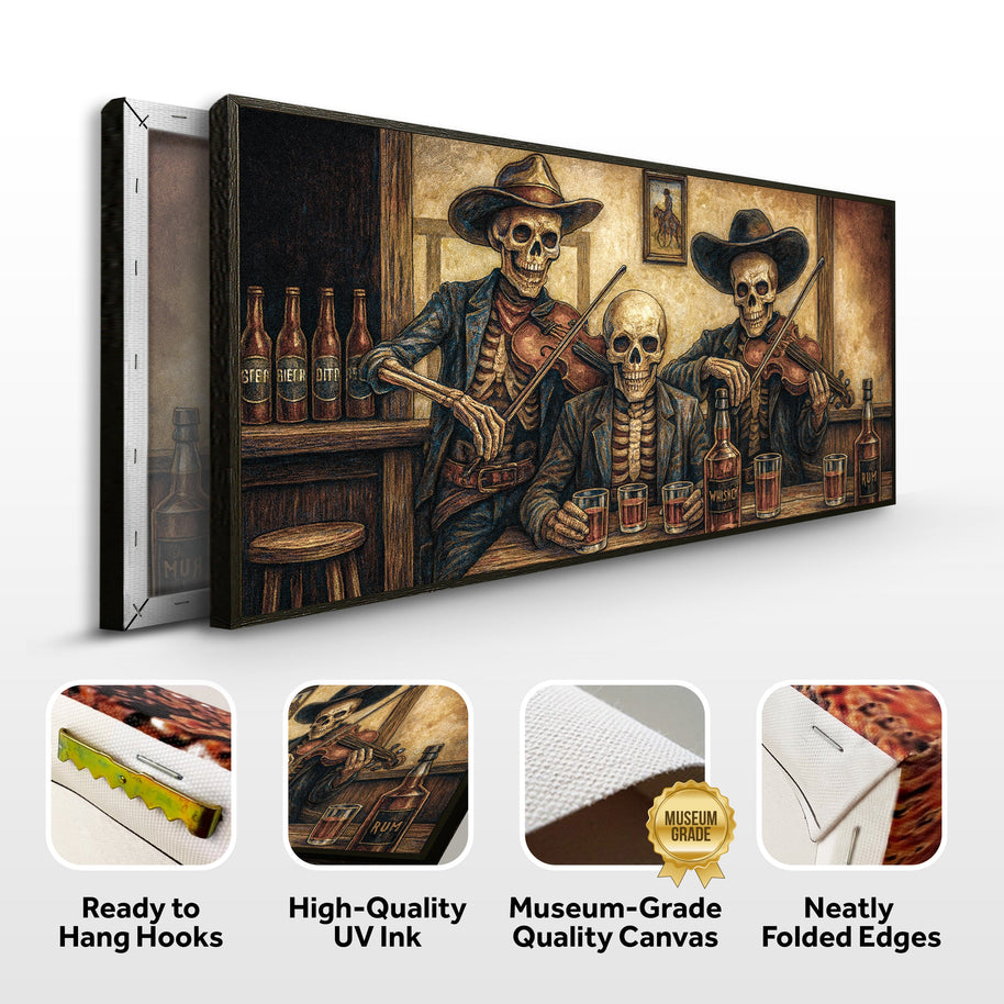 Cowboy Skeletons Western Bar Wall Art