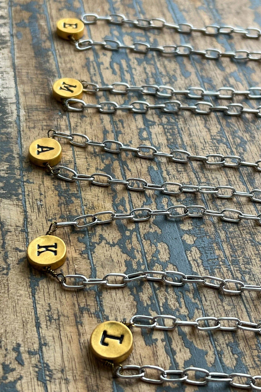 Circle Initial Pendant Necklace TWO TONE