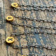 Circle Initial Pendant Necklace TWO TONE