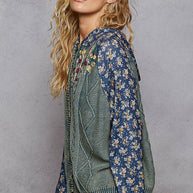 Embroidered Floral Patwork Sweater
