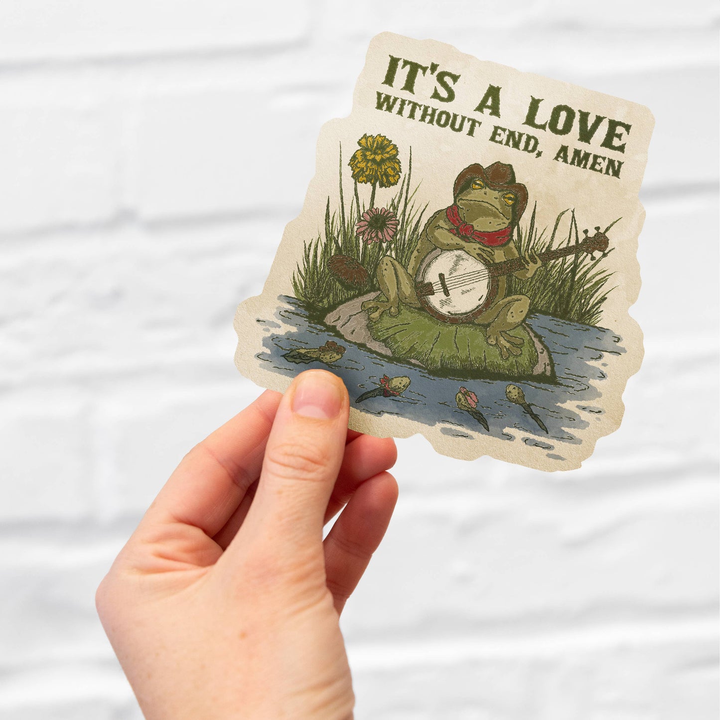 It's A Love Without End, Amen Cowboy Bullfrog Sticker