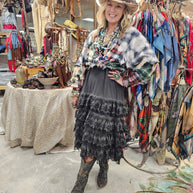 Black Distressed Ruffle Slip Dress