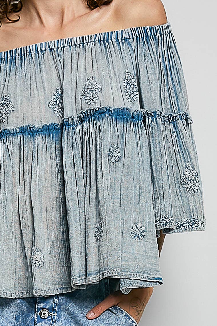 Off Shoulder Bell Sleeve Blouse
