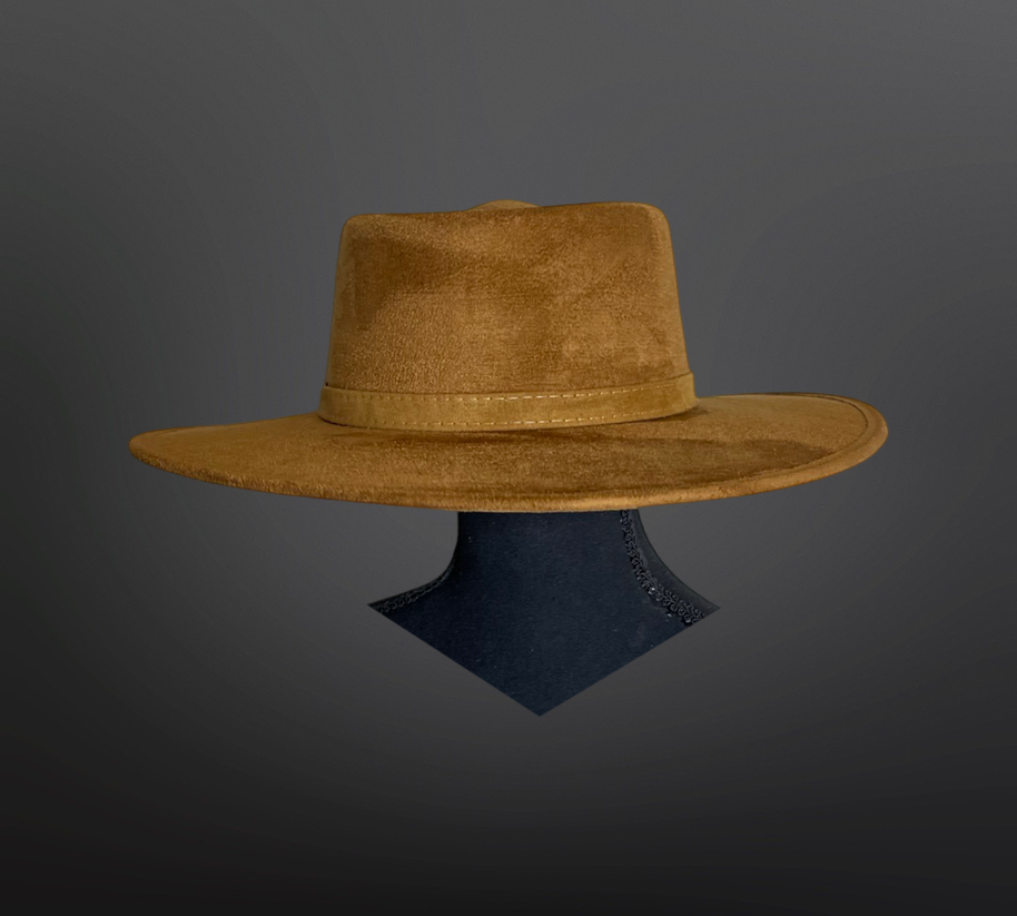 Crown Vegan Suede Flat Brim Boater Hat