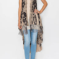 High-Low Lace Duster Vest, Star