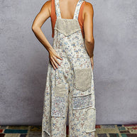 Crochet contrast patch overalls