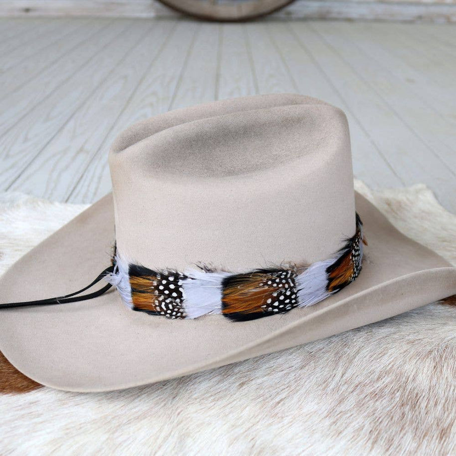 Western Feather Grey Hat Band