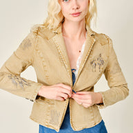 Denim Western Blazer, Taupe