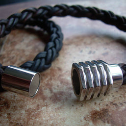 Thick Braided Leather Bracelet with Magnetic Clasp