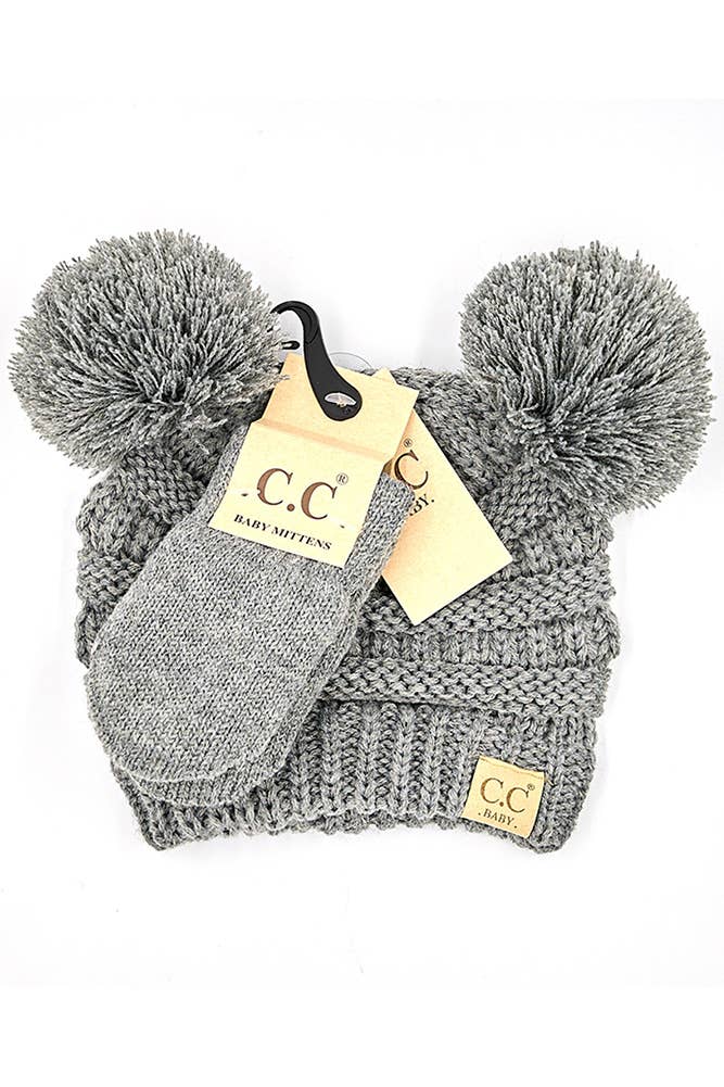 C.C Baby Pom Beanie and Mitten Set