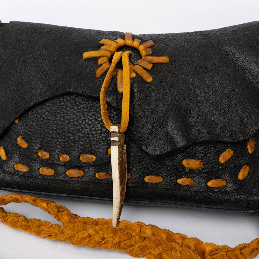 Rustic Leather Fringe Crossbody