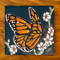 Monarch with White Flowers Art Tile Trivet