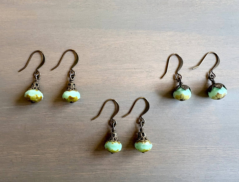 Earthen Beauty Simple Drop Earrings in Pale Green