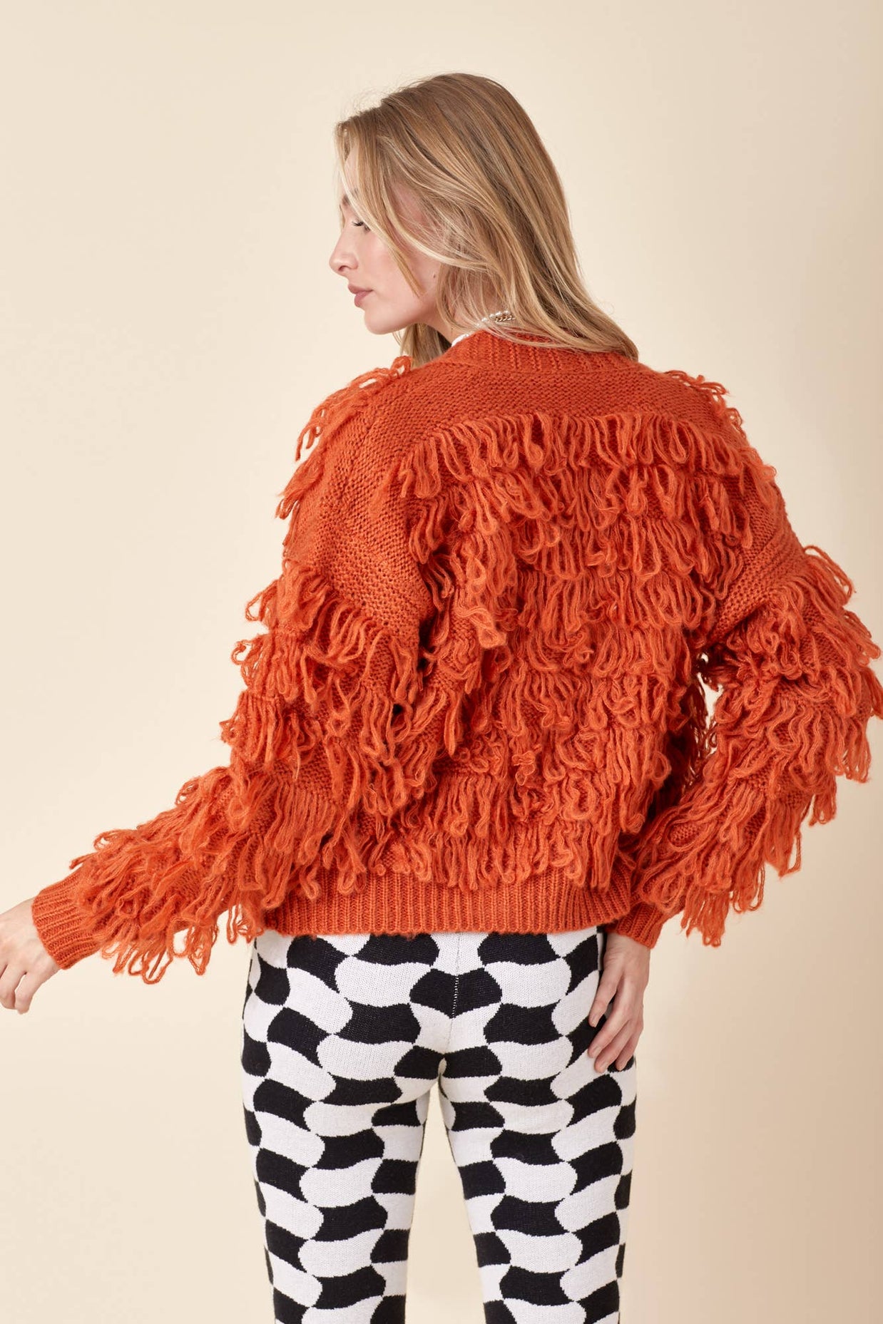 Orange Fringe Cardigan