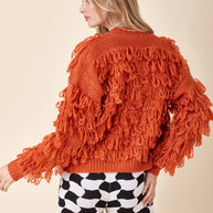 Orange Fringe Cardigan