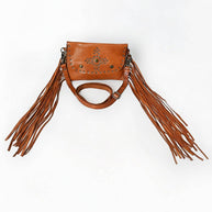 Spaghetti Western Leather & Fringe Envelope Purse, Caramel