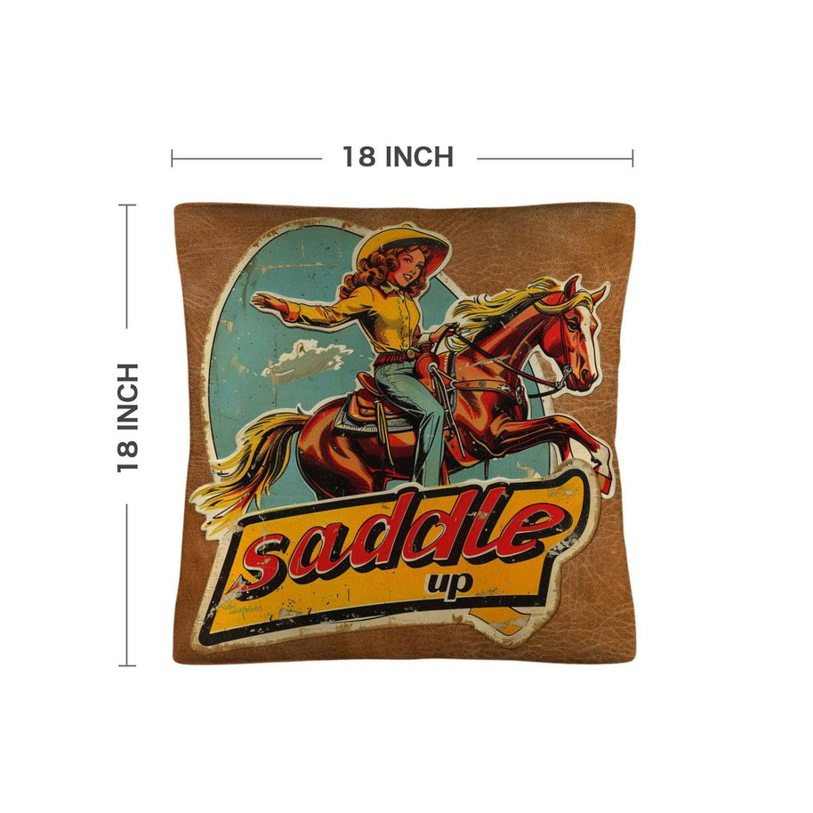 Saddle Up Vintage Cowgirl Pillow