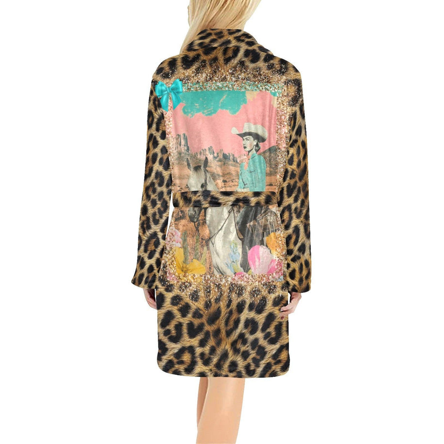 Baha Ranch Retro Pop Western Leopard Cowgirl Robe