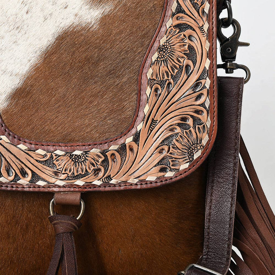 Leather Messenger Purse with Fringe