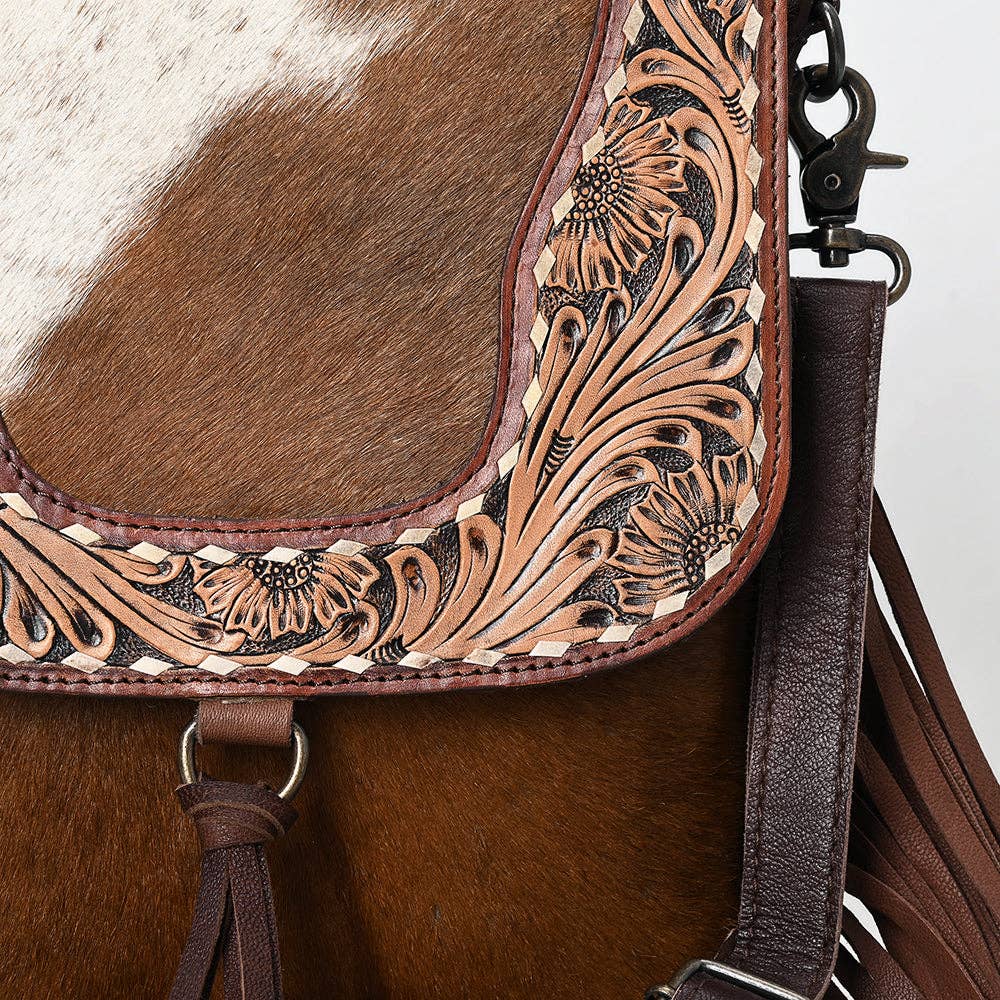 Leather Messenger Purse with Fringe