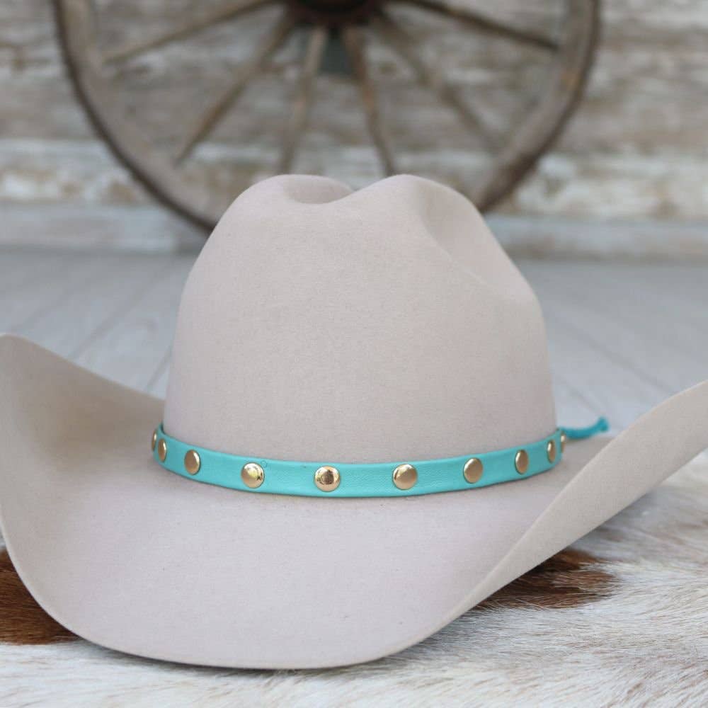 Turquoise Studded Goat Leather Hat Band