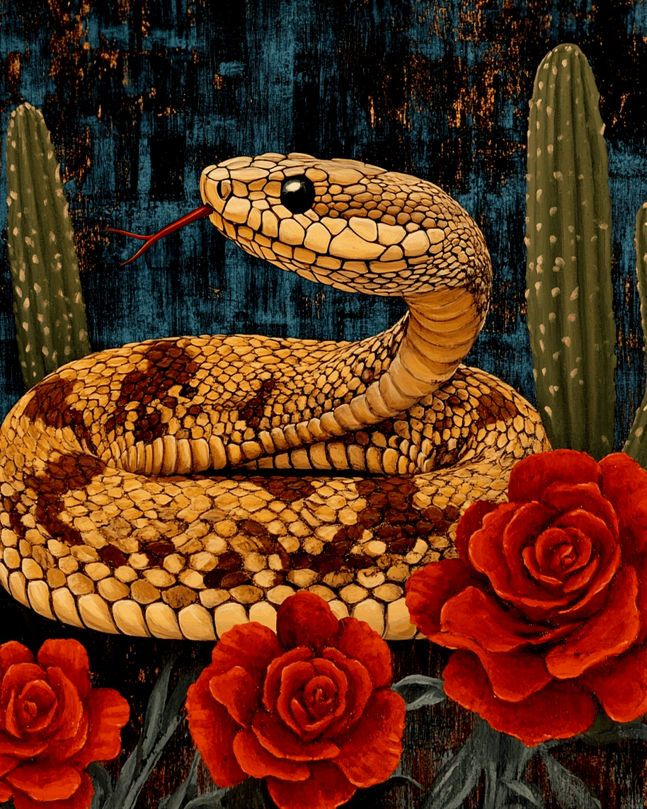 Snake Amid Cactus Art Print